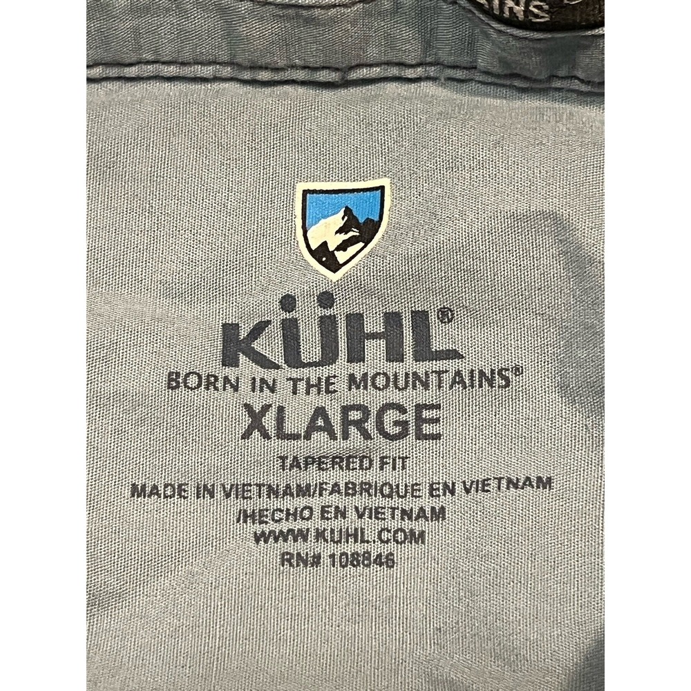 Kuhl Button Shirt Mens XL Blue Plaid Short Sleeve Outdoor Hiking Top Linen Blend - Picture 5 of 6